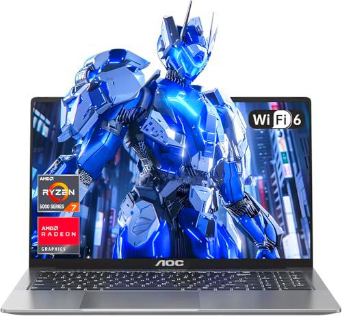 AOC Ordenador Portátil Gaming con AMD Ryzen 7 5700U(hasta 4,3 GHz),Tastiera Retroilluminata,RAM 16GB NVME SSD 512GB,Gráficos Radeon RX Vega 8,16,1" FHD,WiFi 6 Tipo-C