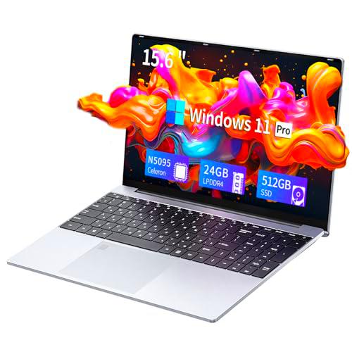 Wexultor PC Portátile 15.6", Windows 11 Ordenador Portatil 24GB RAM LPDDR4 512GB SSD