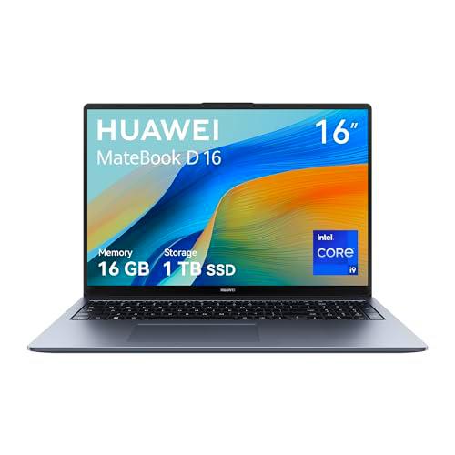 HUAWEI MateBook D16 13th i9 16+1T,Procesador IntelCore Serie,Cuerpo Ligero de 1,68 kg,Pantalla FullView de 16 Pulgadas,Delgada,Supercharge,batería de Gran Capacidad