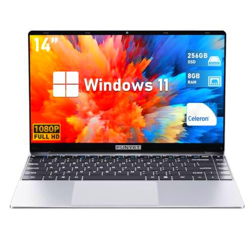 FUNYET Ordenador Portatil N5095 (hasta 2,9 GHz), 8GB RAM 256GB SSD Windows 11 Pro 14.1" IPS FHD 1920 * 1080 PC Portatil