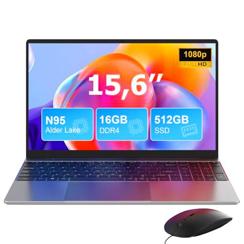 MAXLEGEN Ordenador Portátil 15,6 Pulgadas,16GB DDR4 512GB SSD Portátil In-Tel N95 Quad Core Notebook Laptop
