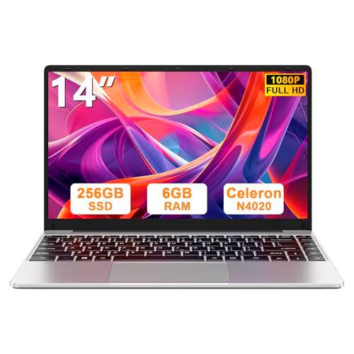 bvate Ordenador portátil 14",Win11 N4020 Up to 2.8Ghz 256GB Admite expansión SSD 1TB 14" Portátiles FHD 2.4G+5G WiFi Bluetooth 4.2 Mini HDMI con ratón inalambrico &amp; Pegatinas Teclado Español-Plata