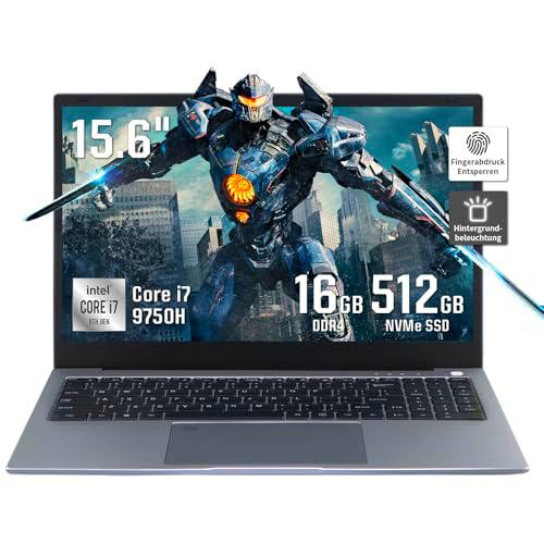 UDKED Ordenador portátil de 15,6 pulgadas totalmente metálico Core i7-9750H PC