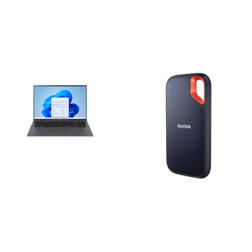 Portátil Ultraligero LG gram de 17 Pulgadas 2023: portátil Intel Core i7 de 1350 g y SSD portátil SanDisk Extreme de 1 TB