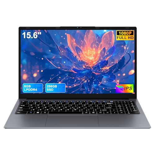Ruzava Ordenador Portátil 15,6&quot; 8 GB RAM Celeron N5095(hasta 2,9 GHz) 256GB SSD Expansión 1TB 4núcleos Ventilador Integrado 5000 mAh WiFi BT4.2 Portatil con FHD Cámara Mouse Español Película-Gris