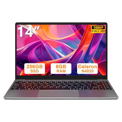 bvate Ordenador portátil 14",Win11 N4020 Up to 2.8Ghz 256GB Admite expansión SSD 1TB 14" Portátiles FHD 2.4G+5G WiFi Bluetooth 4.2 Mini HDMI con ratón inalambrico &amp; Pegatinas Teclado Español-Gris