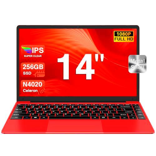 bvate Ordenador Portátil 14&quot;,6GB+256GB SSD N4020(hasta 2.8Ghz) 2-Core Win 11 PC 1920x1080 FHD Dual WiFi BT 4.2 Soporta 1TB SSD Expansión con Ratón Inalámbrico para Trabajo-Estudio-Aprendizaje-Rojo