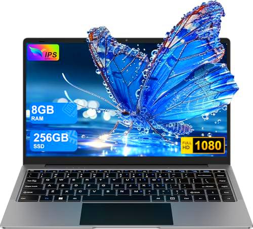 bvate Ordenador Portátil 14" Win11 8GB 256GB SSD Soporte 1TB SSD Expansión portatil 2.4G+5G WiFi Bluetooth 4.2 USB HDMI 1920x1080 FHD con Ratón Inalámbrico y Teclado Español Membrana
