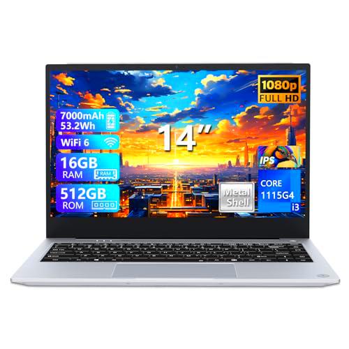 AVENKA Ordenador Portátil, Core i3-1115G4 Procesador 16 GB RAM 512 GB SSD Metal Laptop