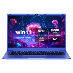 Ruzava 14 "Ordenador Portátil 8GB RAM 256GB SSD expandir hasta 1 TB Celeron N5095 (hasta 2.9Ghz) 4 núcleos Win 11