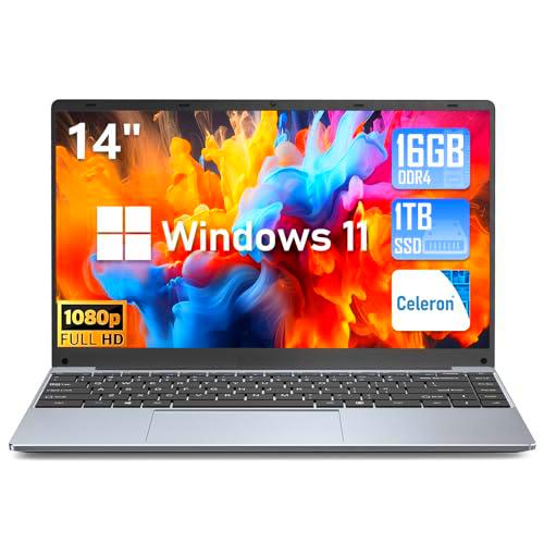 FUNYET Ordenador Portatil, N5095 (hasta 2,9 GHz), 16GB RAM 1TB SSD Windows 11 Pro 14.1" IPS FHD 1920 * 1080 PC Portatil