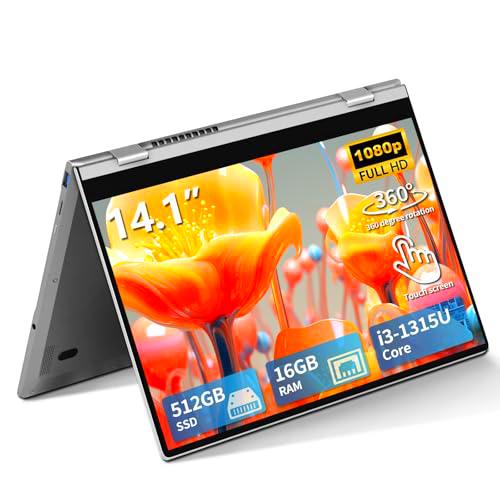 14,1" Ordenador Portátil 2 en 1, Windows 11 PC Portátil Core i3-1315U CPU