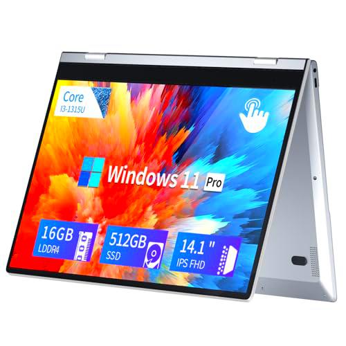 Ordenador Portátil 2 en 1, Core I3-1315U CPU 16GB LPDDR4 512GB SSD