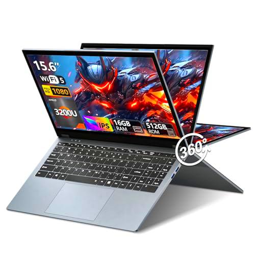 15,6" Ordenador Portátil 2 en 1, PC Portátil AMD Ryzen 3 3200U CPU